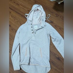 Women's Light Gray Hoodie with Button Accents